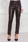 Faux Leather Pants With Contrast Binding