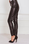 Faux Leather Pants With Contrast Binding