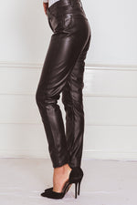 Faux Leather Pants With Contrast Binding