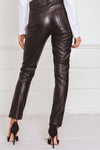 Faux Leather Pants With Contrast Binding