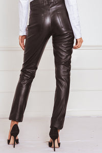 Faux Leather Pants With Contrast Binding