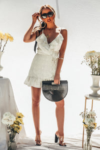 Polka Dot Wrap Mini Dress with Ruffles