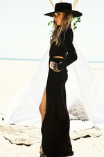 Lora High Slit Maxi Dress - Black - Haute & Rebellious