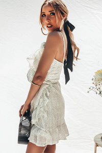 Polka Dot Wrap Mini Dress with Ruffles