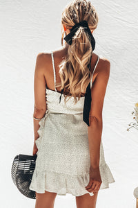Polka Dot Wrap Mini Dress with Ruffles