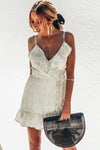 Polka Dot Wrap Mini Dress with Ruffles