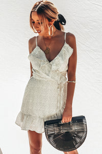 Polka Dot Wrap Mini Dress with Ruffles
