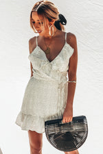 Polka Dot Wrap Mini Dress with Ruffles