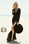 Lora High Slit Maxi Dress - Black - Haute & Rebellious