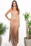 Lorianne Suede Fringe Dress - Haute & Rebellious