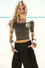 Yvonne Crop Top - Olive - Haute & Rebellious
