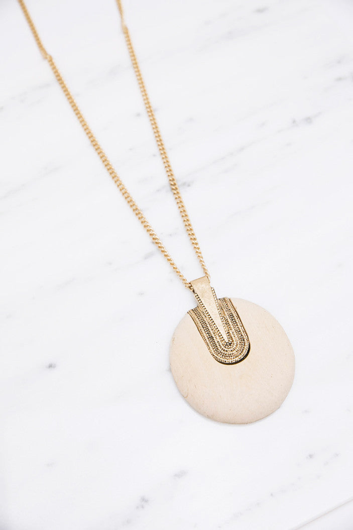 Zoe Wood Pendant Long Necklace - Haute & Rebellious