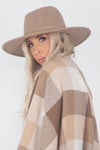 Suede Flat Brim Hat - Taupe