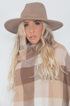 Suede Flat Brim Hat - Taupe