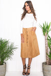 Sabina Suede Midi Skirt - Haute & Rebellious