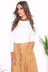 Riya Long Sleeve Crop Top - White - Haute & Rebellious