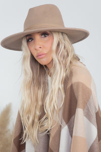 Suede Flat Brim Hat - Taupe