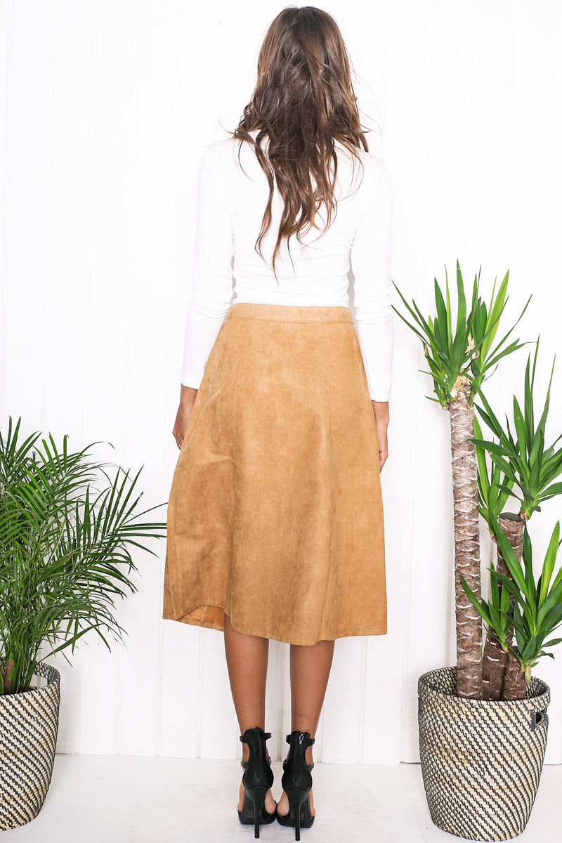 Sabina Suede Midi Skirt - Haute & Rebellious