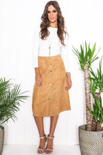Sabina Suede Midi Skirt - Haute & Rebellious