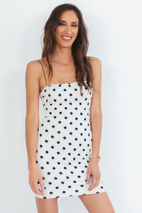 Polka Dot Mini Dress - White