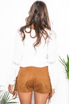 Elida Suede Fringe Shorts - Camel - Haute & Rebellious