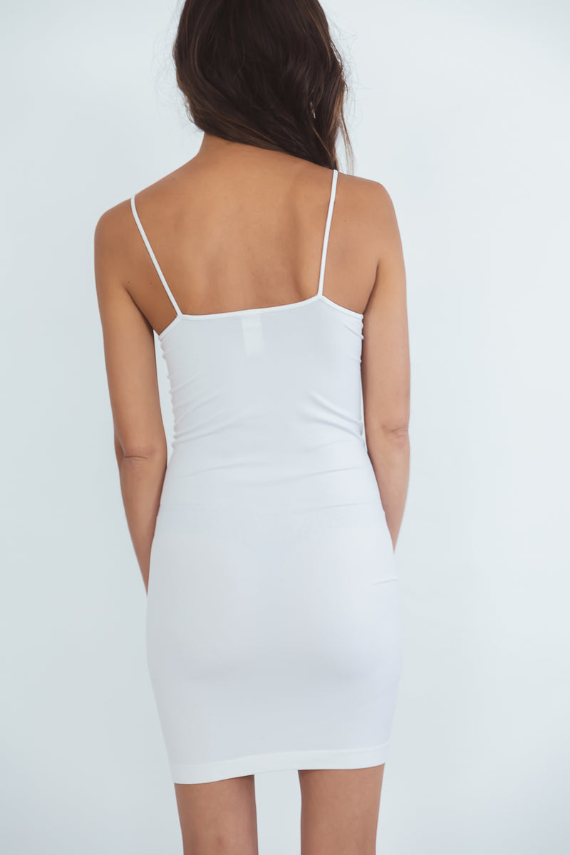 Long Stretch Camisole Dress - White