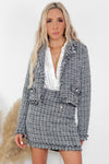 Plaid Pattern Tweed Jacket & Bodycon Skirt