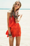 Lorey Layered Romper - Coral - Haute & Rebellious