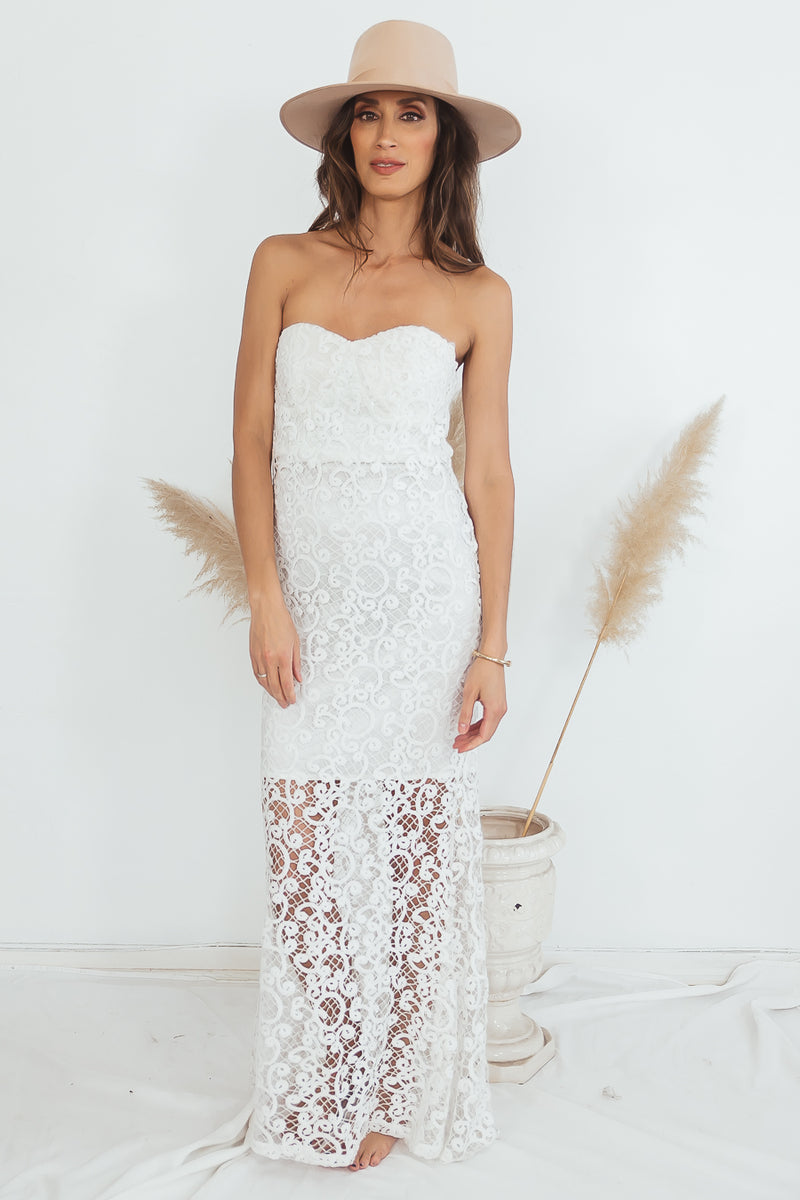 Lace Maxi Dress - White