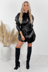 Faux Leather Belt Overshirt - Black