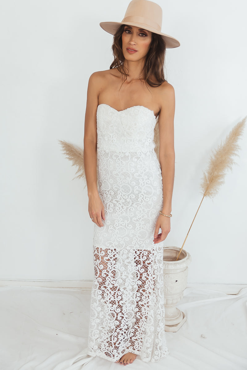 Lace Maxi Dress - White