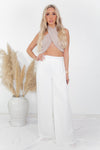 Soft Raya High-Waisted Wide-Leg Pant - White