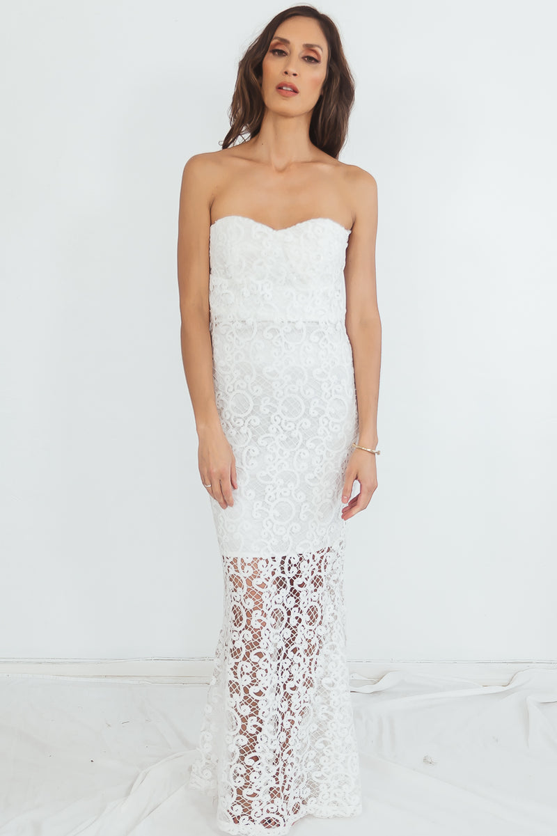 Lace Maxi Dress - White