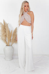 Halter Crop Top - Beige