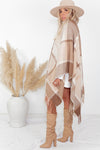 Plaid Poncho - Beige