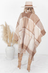 Plaid Poncho - Beige