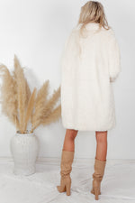 Ultra-Soft Teddy Fur Coat - Off White