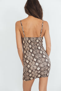 Snake-print Bodycon Mini Dress