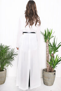 Emy Draped Sheer Cover-Up - White - Haute & Rebellious