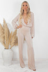 Shimmer Two Piece Set Wide Leg / Deep V