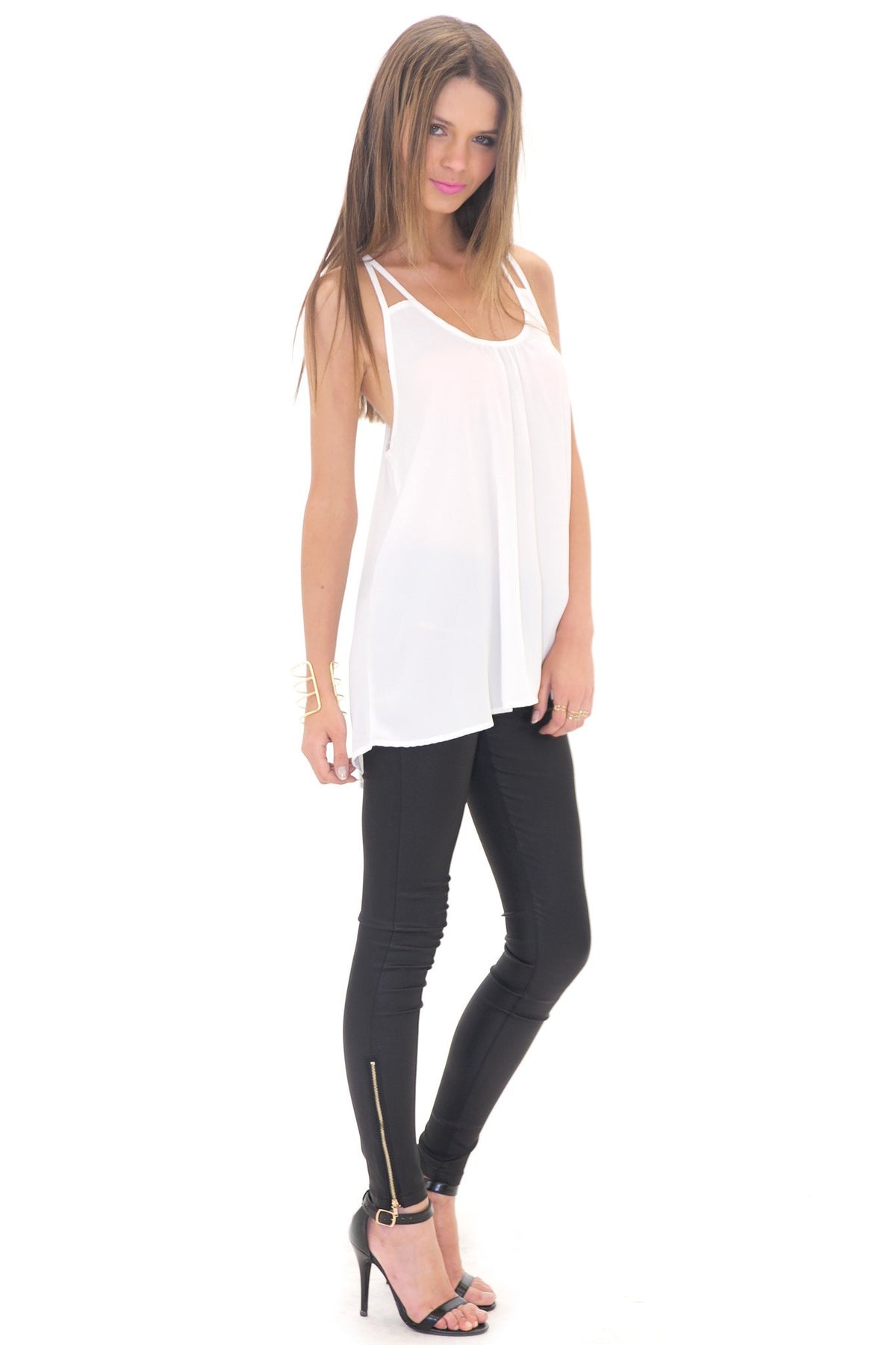 BAYLOR CHIFFON TANK - White - Haute & Rebellious