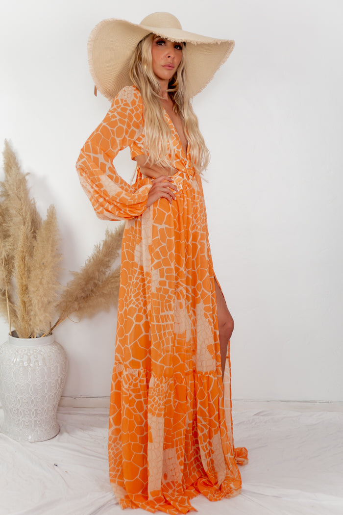 Cut-out Maxi Dress - Orange - S / Orange / 555 Cut-out Maxi Dress - Orange - S / Orange / 555