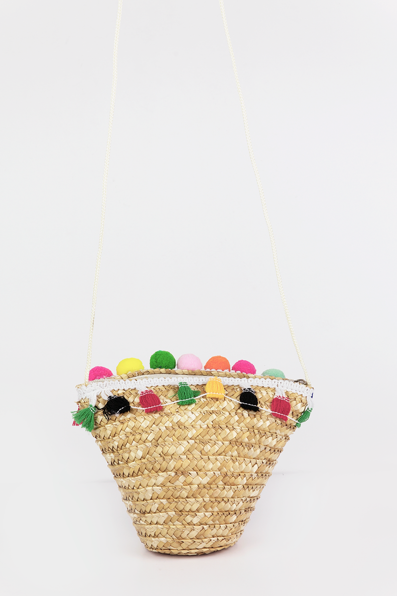 Straw Pom-Pom Small Bag - Haute & Rebellious