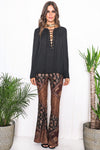 Selah Lace Up Top - Black - Haute & Rebellious
