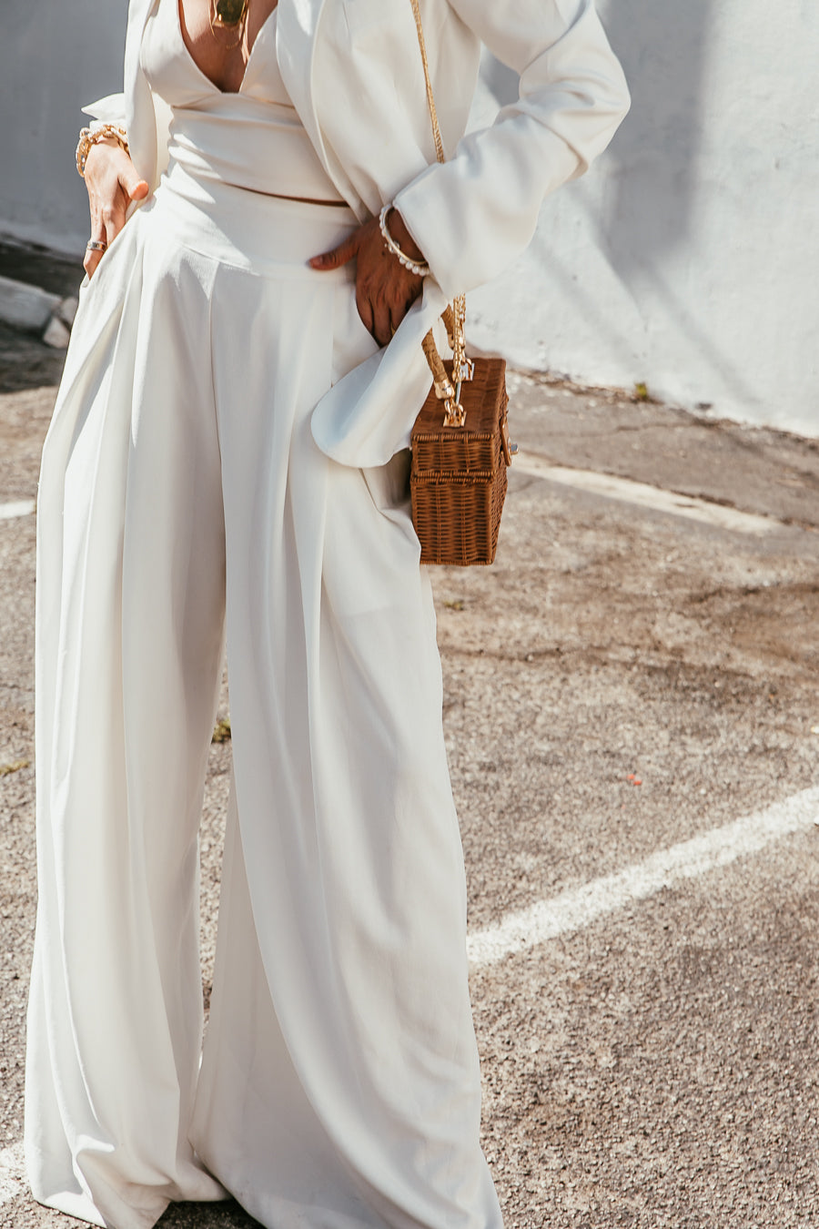 Raya High-Waisted Wide-Leg Pant - White - Haute & Rebellious