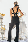 Woven Overall Jumpsuit with Tie Back Detail