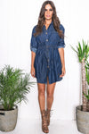 Roselle Denim Shift Dress - Haute & Rebellious
