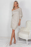 Asymmetrical Sequin Dress - White