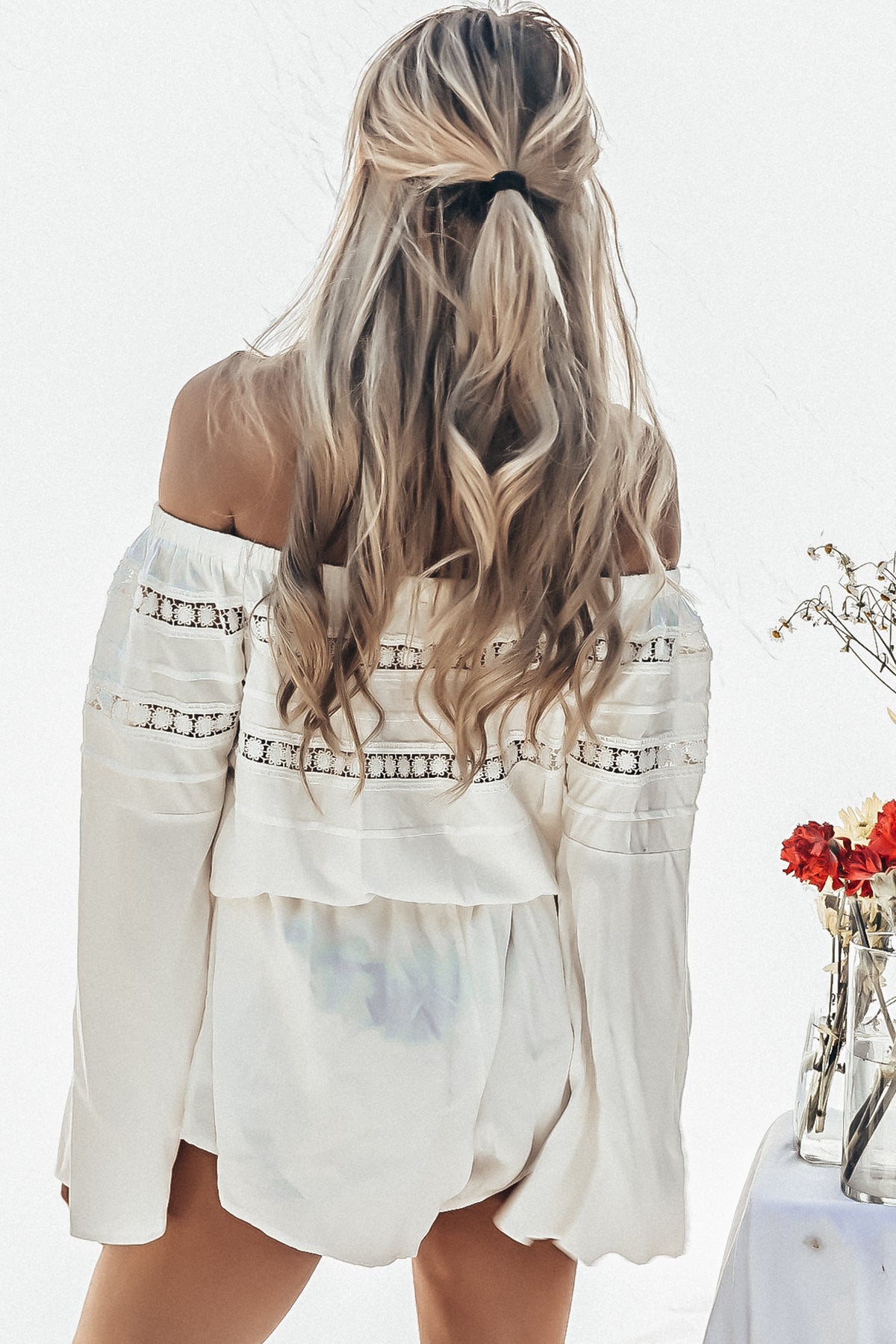 Off The Shoulder Bell Sleeve Romper
