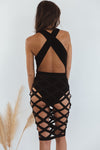 Strappy Cutout Sexy Dress - Black